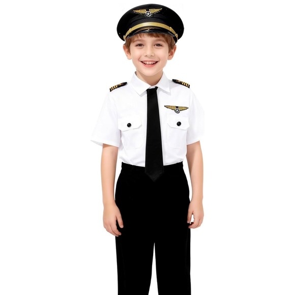 Other - NIB‎ Kids Airline Pilot Costume Captain Uniform Set Halloween Career Day 3/4 Yrs